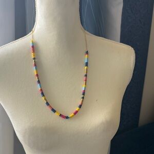 Evereve Multicolored Beaded Strand Necklace - Blue, Yellow, Pink, Red, Gold